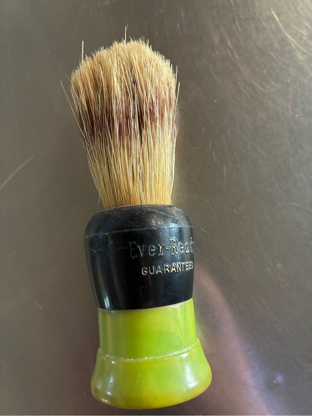 Shaving Brush in Catalan Bakelite Yellow-Green W/ Boar or Badger Bristles VTG